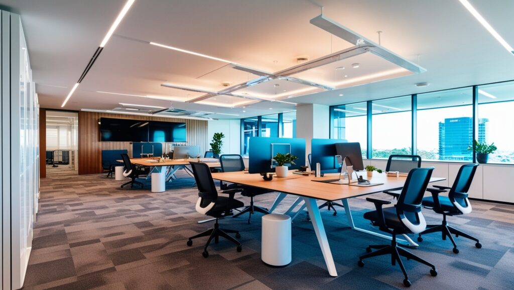 Leonardo Phoenix 09 Futuristic executive office workspace hybr 1
